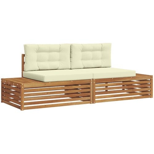  Set vanjskih sofa s jastukom Prirodna i krem 203,5 x 83 x 73 cm Slike