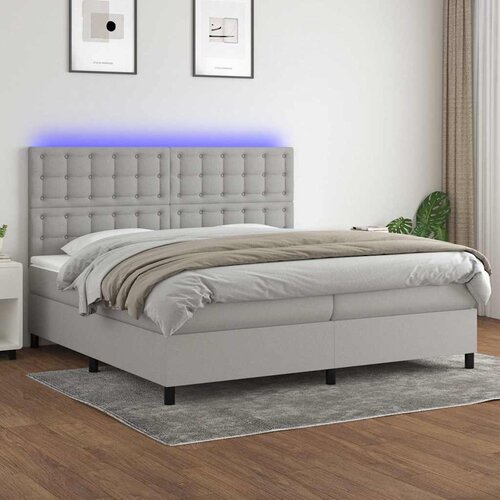  box spring s madracem LED svjetlosivi 200x200 cm tkanina Cijene