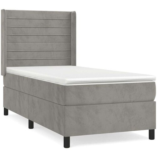 Box spring krevet s madracem svjetlosivi 90x190 cm bar&amp;scaron;unasti Slike