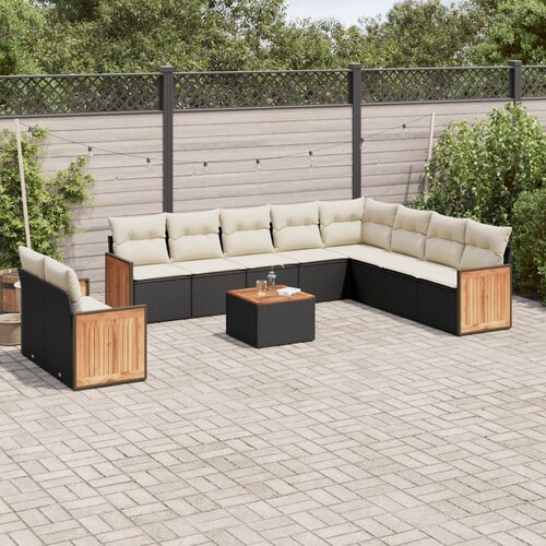  11-dijelni set vrtnih sofa od poliratana s jastucima crni Cijene