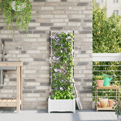 VidaXL Vrtne sadilice Bijela Plastika 40 x 40 x 125,5 cm Sadilice Slike
