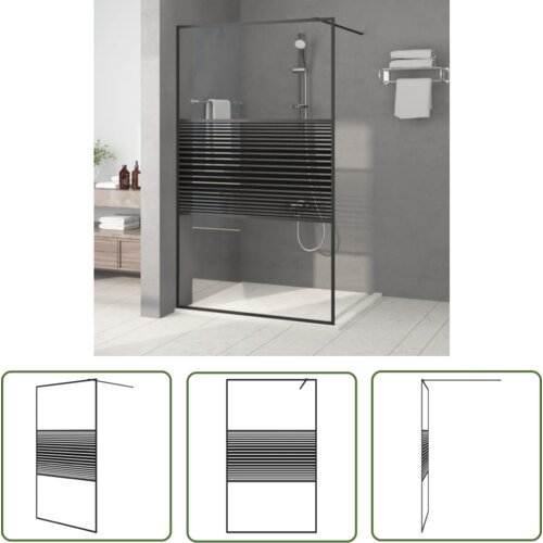 The Living Store Pregrada za tuš črna 115x195 cm prozorno ESG steklo - Tuš Stena, (21745269) Cene