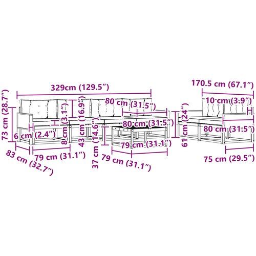  Set vanjskih sofa 7 pcs Prirodna i antracit Slike