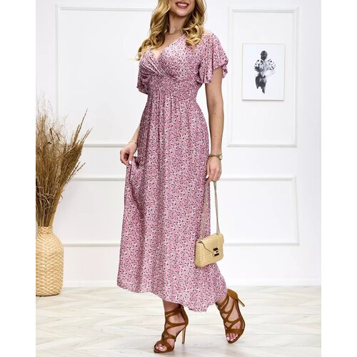 Resti Women's floral pink midi dress - Clothing Cene