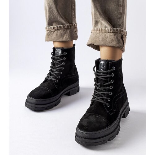 Big Star Black leather boots Cene