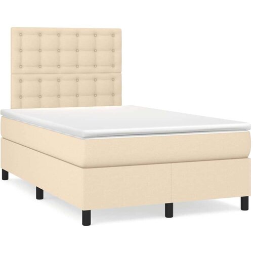  Box spring postelja z vzmetnico LED krem 120x190 cm blago Cene