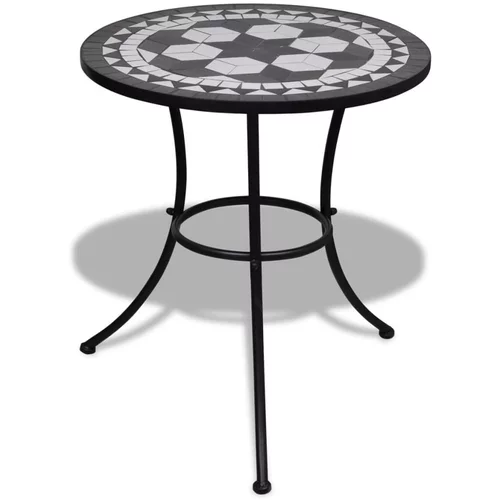 vidaXL Bistro miza črna in bela 60 cm mozaik