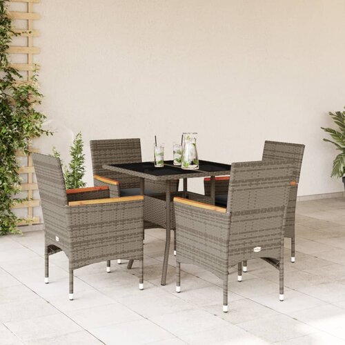  5-dijelna vrtna blagovaonski set s jastucima poliratan i bagrem Slike