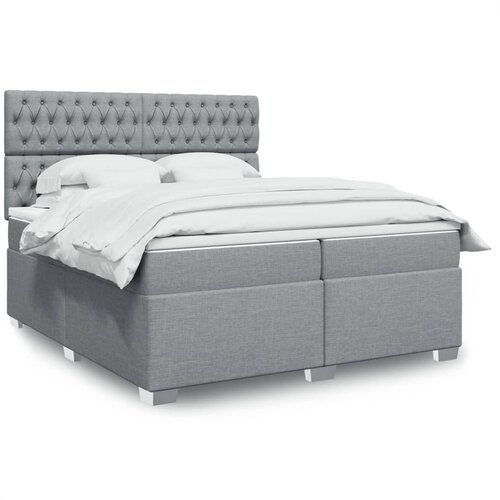  The Living Store Box spring postelja z vzmetnico svetlo siva 200x200 cm blago - Box Spring Postelja, (21457891) Slike