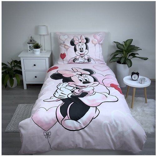Jerry Fabrics Ružičasta pamučna dječja posteljina za krevet za jednu osobu 140x200 cm Minnie &amp;quot;Balloon&amp;quot; &amp;ndash; Slike