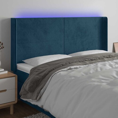  LED uzglavlje tamnoplavo 203 x 16 x 118/128 cm od tkanine Cijene