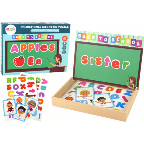 A set of educational magnetic puzzles with a multifunctional board Slike