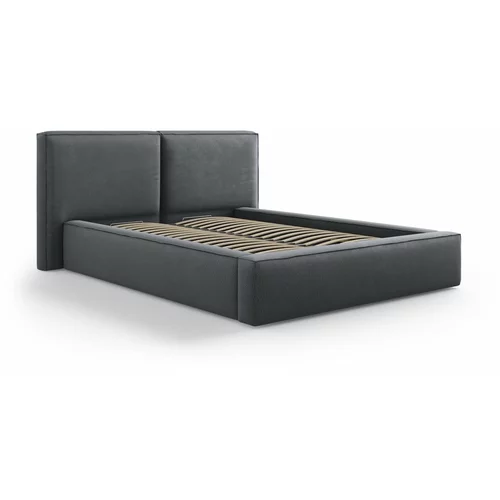 Cosmopolitan Design Temno siva oblazinjena zakonska postelja s prostorom za shranjevanje in letvenim dnom 140x200 cm Arendal –
