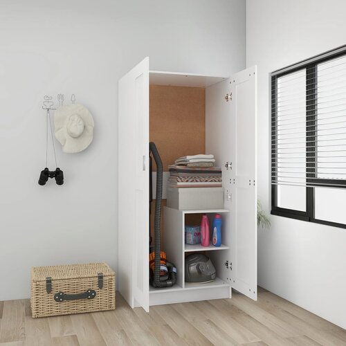 Furnova Garderobna omara bela 82,5x51,5x180 cm iverna plo&amp;scaron;ča, (21930073) Slike