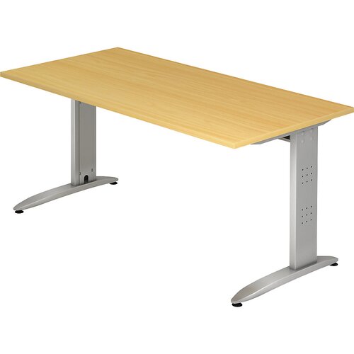 eurokraft pro NICOLA - Pisalna miza, podnožje v obliki črke C, fiksna višina, VxŠxG 720 x 1600 x 800 mm, imitacija bukve Cene