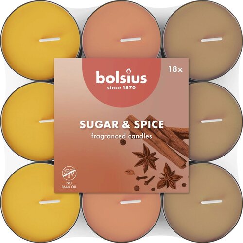 Bolsius Dišeče čajne lučke Sugar & Spice, tribarvne (18 kosov) - 1 pak. Cene