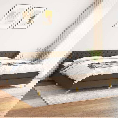  Krevet s oprugama i madracem tamnosmeđi 200x200 cm od tkanine Cijene