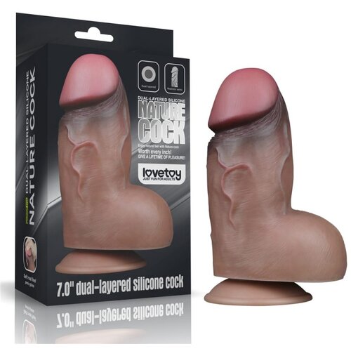 Lovetoy 7inch Dual-Layered Silicone Nature Cock Brown LVTOY00552 Cene