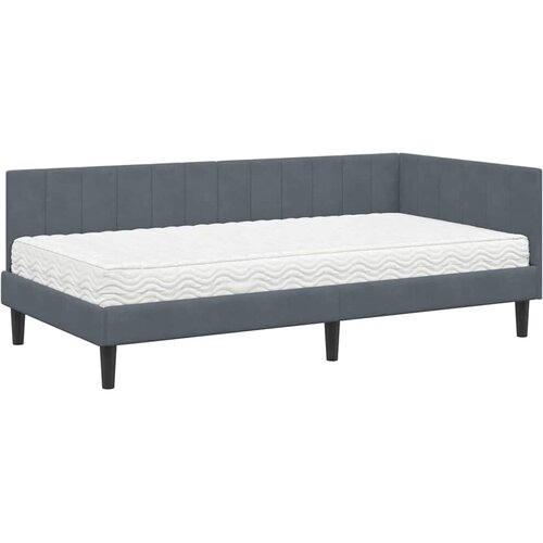  Kutni krevetni okvir s madracem 2 kom. Tamnosiva 90 x 200 cm Slike