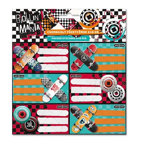 Ars Una rollin mania skateboard uzorak naljepnice za bilježnice 3x6 kom Cene