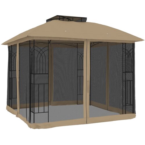 vidaXL Paviljon z dvojno streho, mrežnimi stenami taupe 2,94x2,94 m, (21366839) Cene