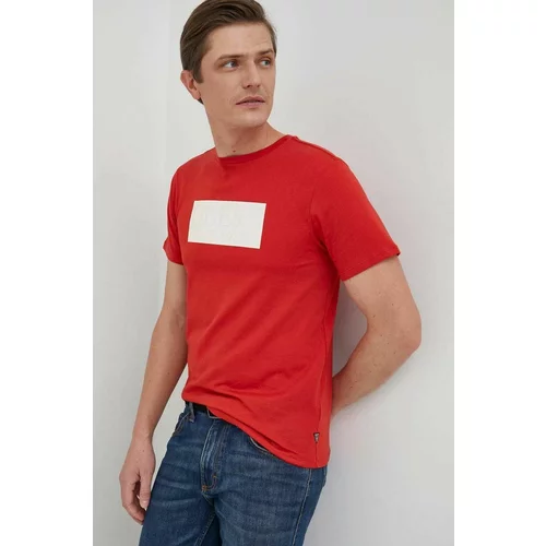 Guess Bombažna kratka majica rdeča barva