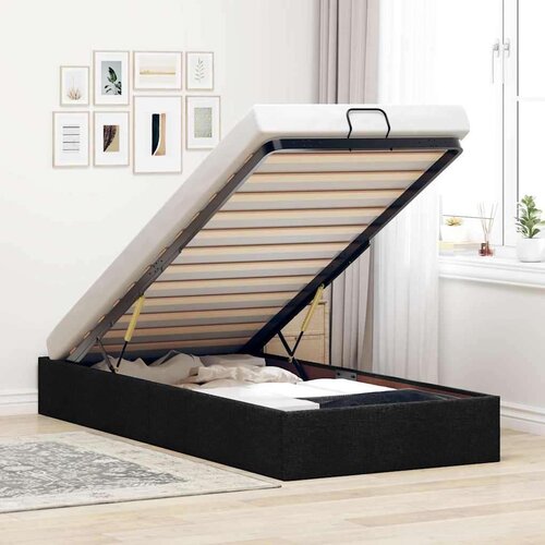 vidaXL Otomanski posteljni okvir brez vzmetnice črn 90x190 cm blago Cene