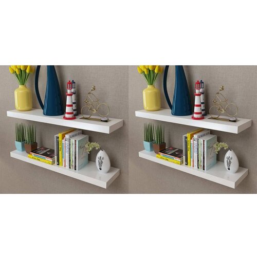 VidaXL Stenske police 4 kosi 80 cm bele barve Slike