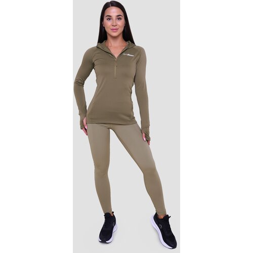 GymBeam ženska majica za trčanje 1/2 zip vetiver Slike