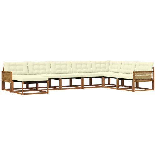 vidaXL Zunanja garnitura za sedenje z blazino 8 pcs Naravna in smetana, (5000273195) Cene