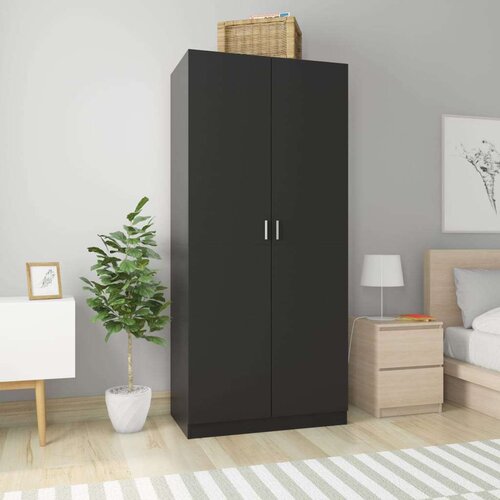  Ormar crni 90 x 52 x 200 cm od konstruiranog drva Slike
