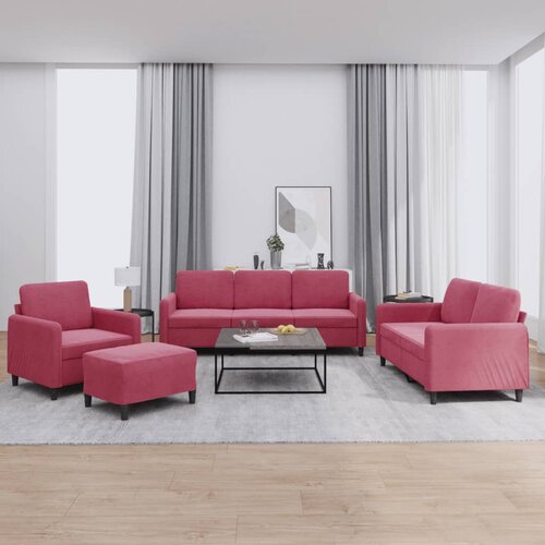  4-dijelni set sofa crvena boja vina bar&scaron;unasti Cijene