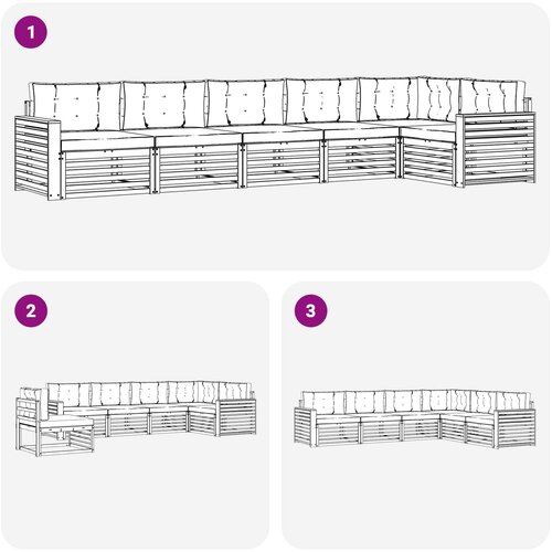  Set vanjskih sofa 6 kom. Prirodna i bež Smeđa 410 x 170,5 x 73 cm Slike