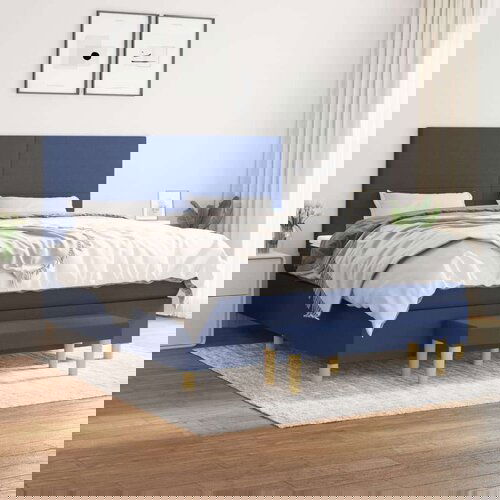  Box spring postelja z vzmetnico modra 180x200 cm blago, (20999237) Slike