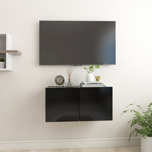 The Living Store Viseča TV omarica črna 60x30x30 cm - TV Omarica, (21376435) Cene