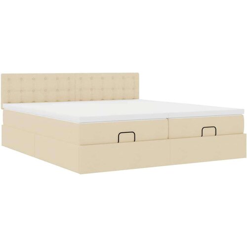 VidaXL Otomanski okvir kreveta s madracima krem 160x200cm od tkanine Slike