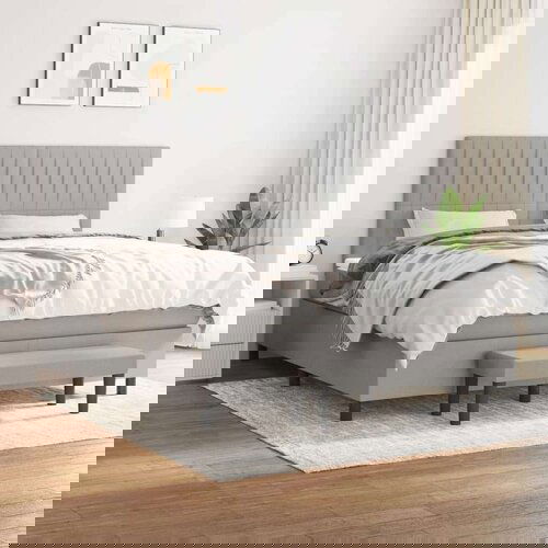  Box spring postelja z vzmetnico svetlo siva 160x200 cm žamet, (20899244) Slike