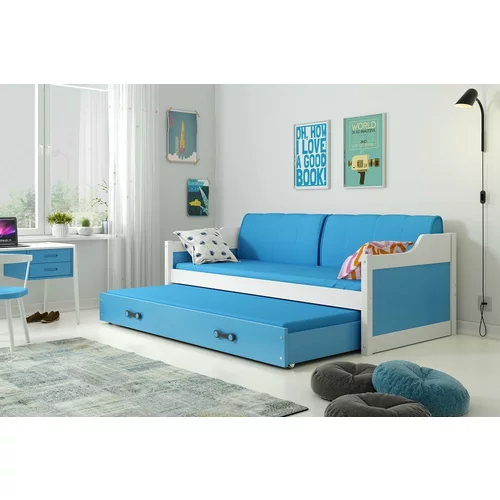BMS Group Otroška postelja Dawid z dodatnim ležiščem - 80x190 cm - bela/modra