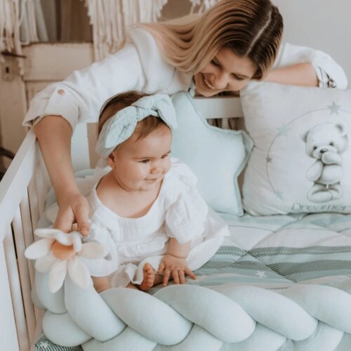 Baby Textil komplet posteljina za krevetac 7u1 Stars Mint Slike