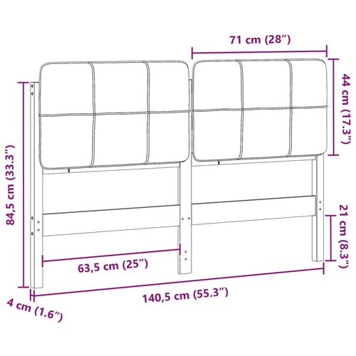 VidaXL tapecirani uzglavlje smeđa i taupe 135 cm čvrsto borovo drvo Slike