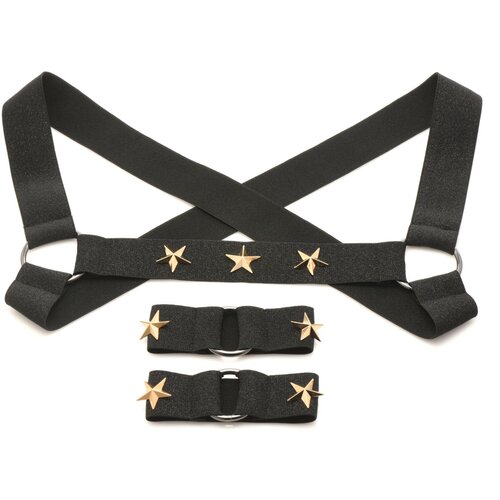XR Brands Chest Harness with Armbands - Black Slike