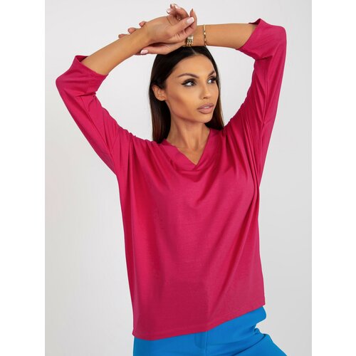 Fashion Hunters Fuchsia Women's Basic Blouse with 3/4 Sleeves Slike