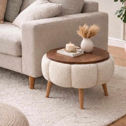 Atelier Del Sofa Papatya - Cream Cream Side Table Cene