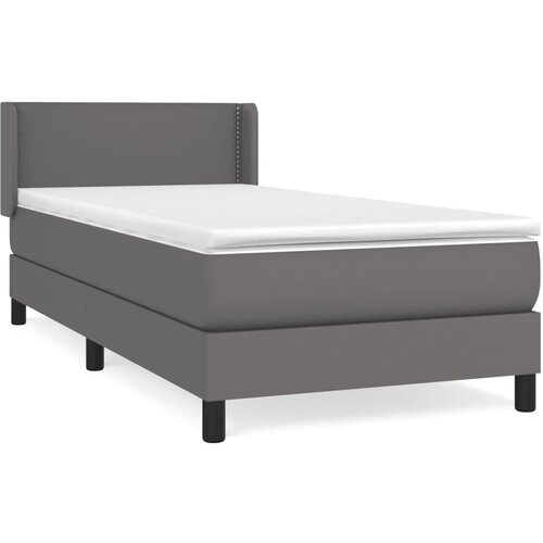 Maison Chic Box spring postelja - Vzmetna postelja z vzmetnico siva 90x200 cm umetno usnje SL21089, (21893172) Slike