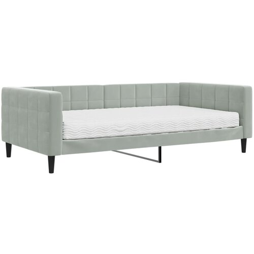  Dnevni krevet s madracem svjetlosivi 100 x 200 cm bar&amp;scaron;unasti Slike