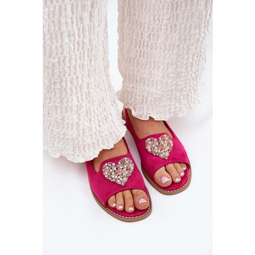 S. BARSKI Women's sandals with decorative heart S.Barski KV27-018 fuchsia Cene