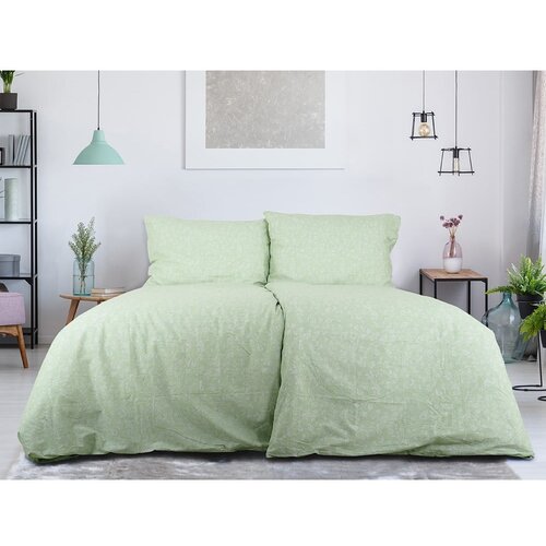 B.E.S. Zelena enojna posteljnina iz krepa 140x200 cm Green Flowers &amp;ndash; Slike