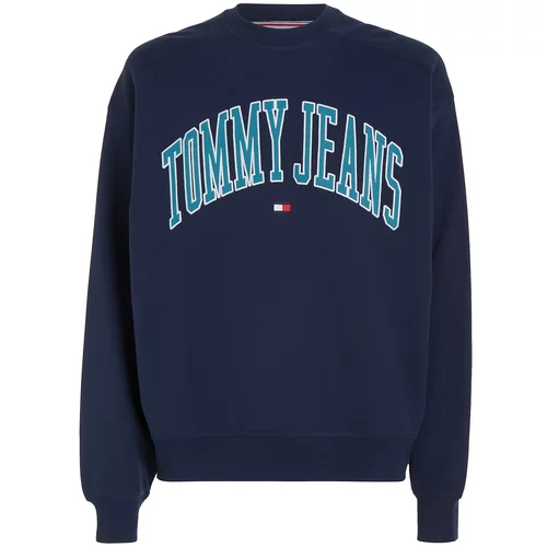 Tommy Jeans Sweater majica mornarsko plava / cijan plava / svijetlo crvena / bijela
