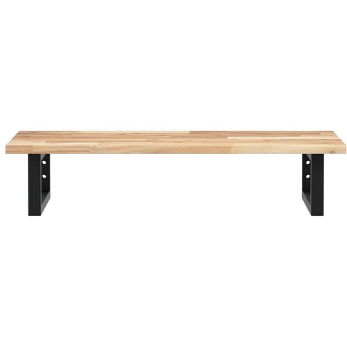  Zidna polica za umivaonik od čelika i masivnog bagremovog drva Smeđa 100 x 40 x 2 cm Slike