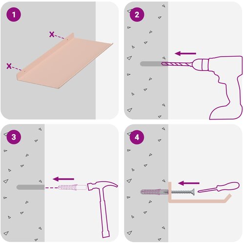  Lebdeća polica Zidne 4 pcs Ružičasta 40 x 18 x 2,5 cm Čelik Slike